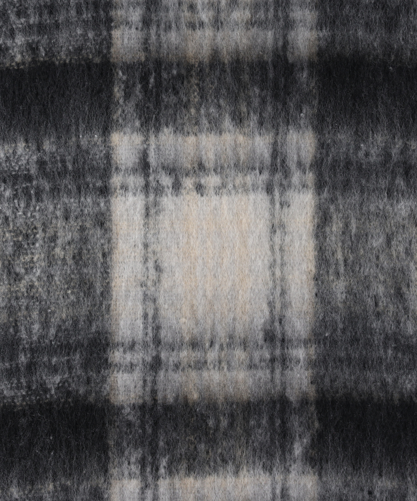 太フリンジチェック柄ストール(ONE SIZE オフホワイト＊ピンク