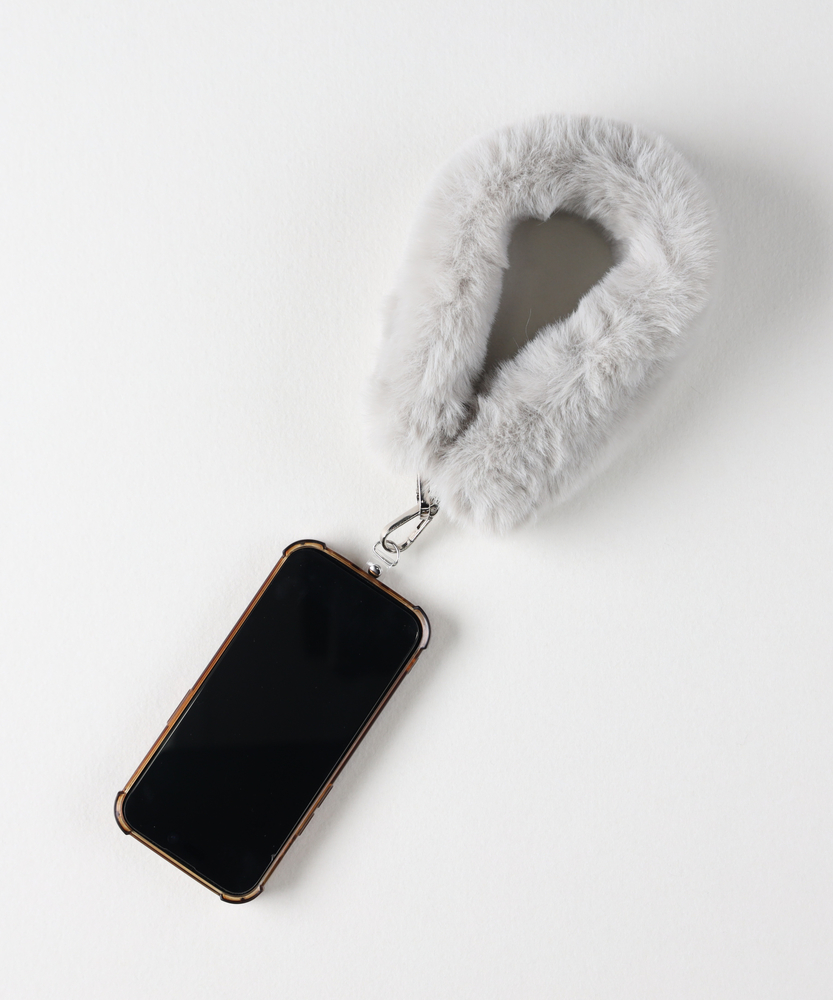 フェイクファースマホストラップ(ONE SIZE ブラック): その他｜Right