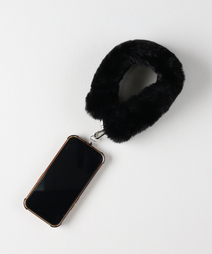フェイクファースマホストラップ(ONE SIZE ブラック): その他｜Right