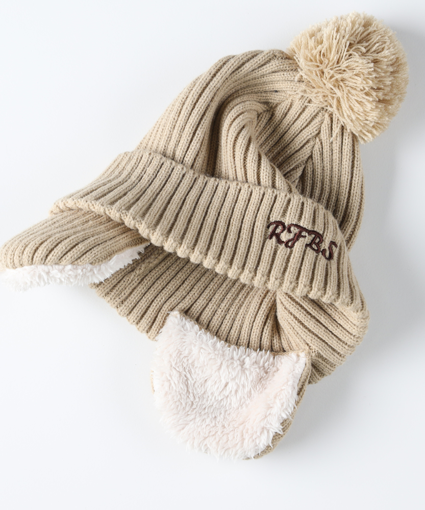 耳付きボンボンニットワッチ(ONE SIZE ベージュ): ファッション雑貨