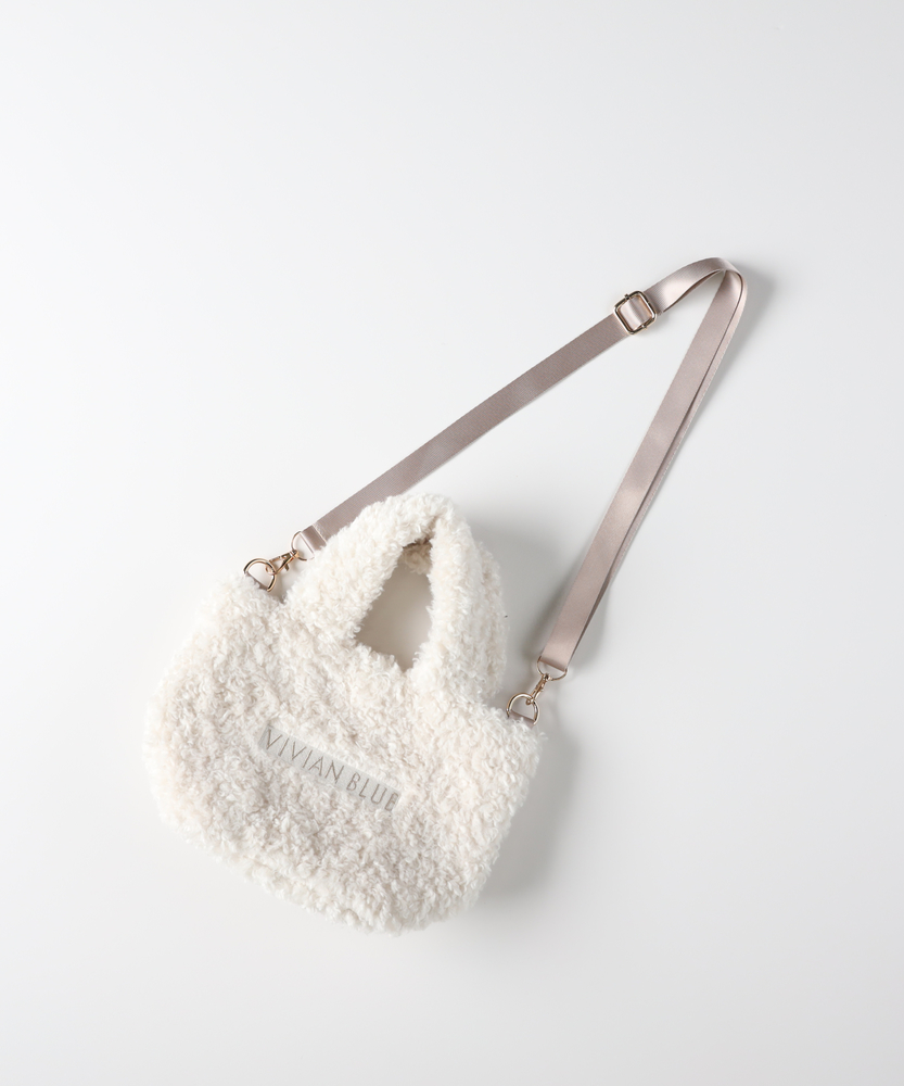 ショルダー付きボアトートバッグ(ONE SIZE サックス): ファッション
