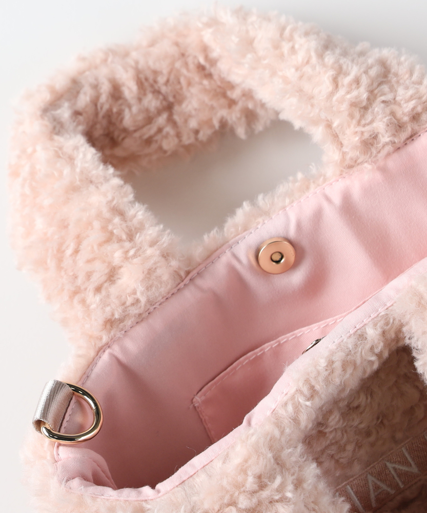 ショルダー付きボアトートバッグ(ONE SIZE サックス): ファッション